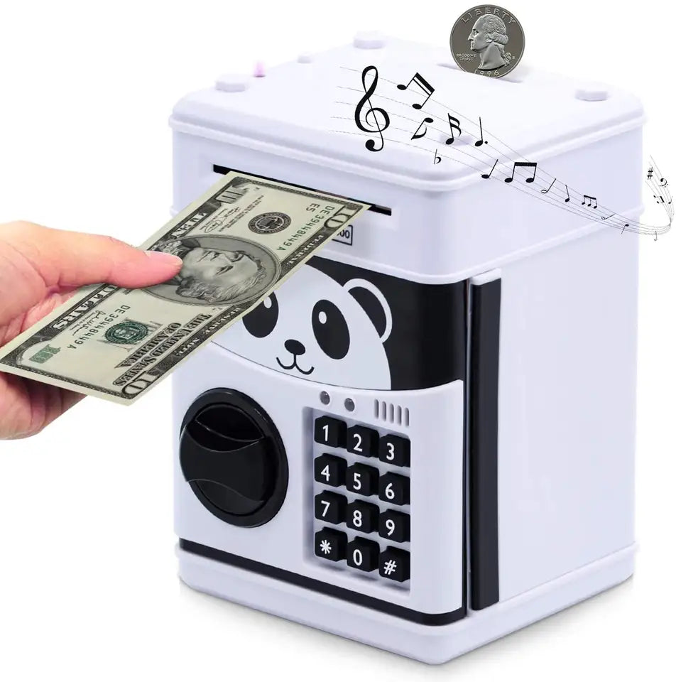 Pușculiță Interactivă pentru Copii, Seif ATM cu Cifru Digital și Funcții Educative