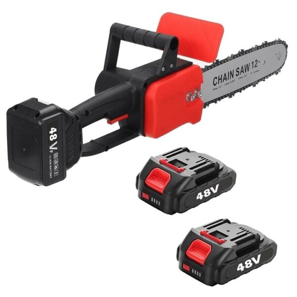 Motofierăstrău fără Fir 12 Inch, 1200W, 48V, 2 Acumulatori Litiu, Tăiere Eficientă