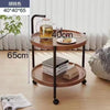 Masă Rotundă Cafea Nordică, 2 Rafturi, Roți Mobile, Design Modern Living