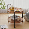 Masă Rotundă Cafea Nordică, 2 Rafturi, Roți Mobile, Design Modern Living