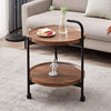 Masă Rotundă Cafea Nordică, 2 Rafturi, Roți Mobile, Design Modern Living