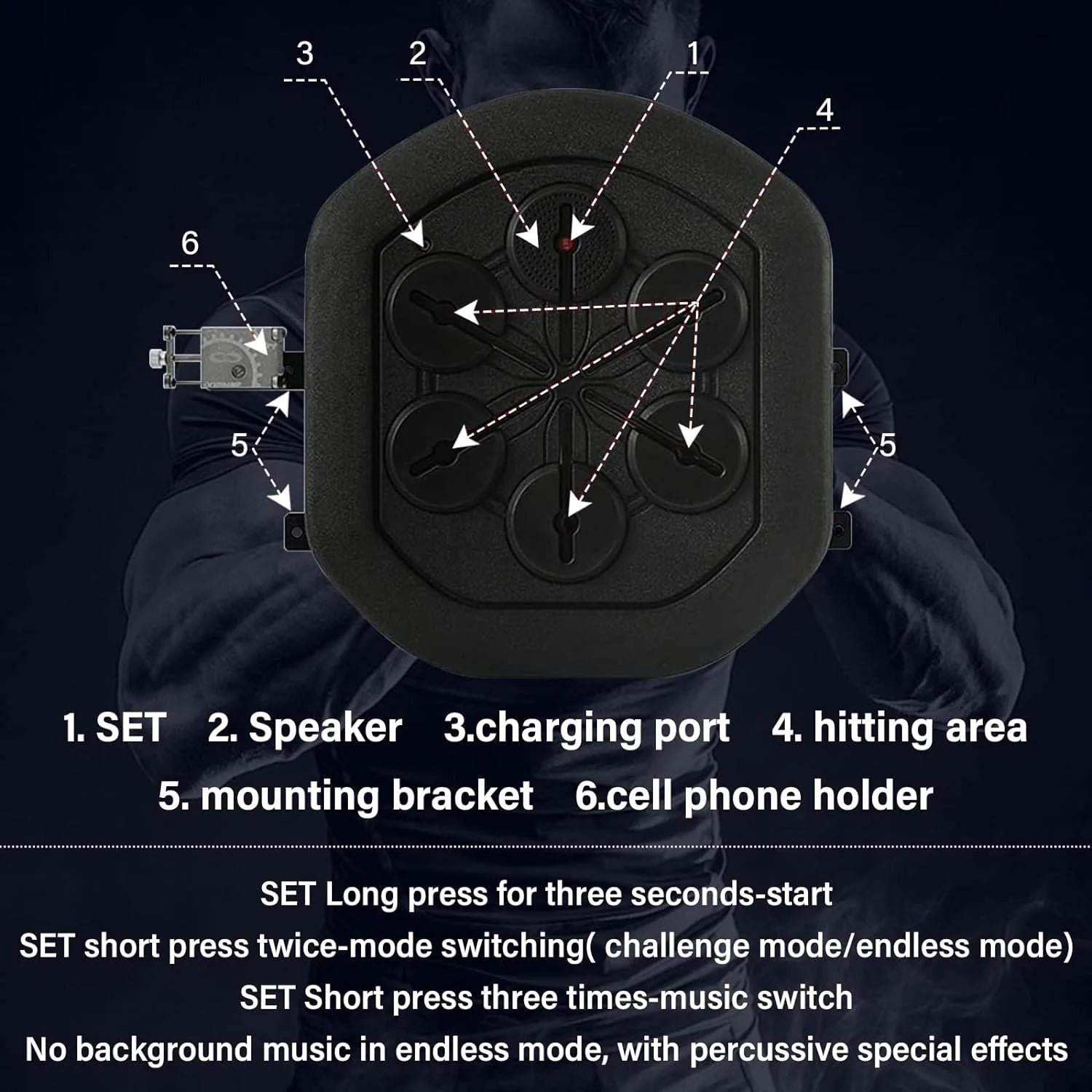 Aparat Box Electronic Muzical Inteligent, Mănuși Incluse, Antrenament Fitness Bluetooth