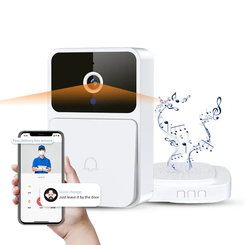 Sonerie Interfon Wireless Inteligentă cu Cameră HD, Viziune Nocturnă, Audio Bidirecțional