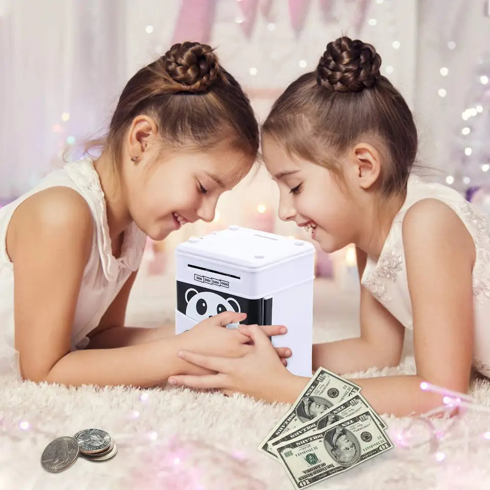 Pușculiță Interactivă pentru Copii, Seif ATM cu Cifru Digital și Funcții Educative