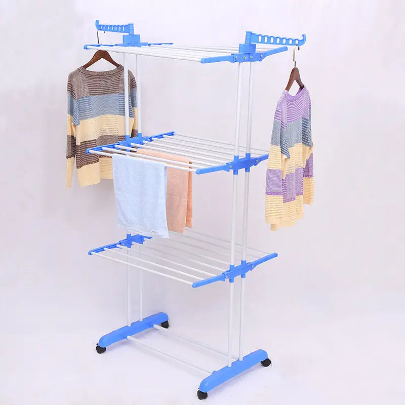 Uscător Vertical Mobil Pliabil Rufe cu Suport Umerașe 3 Nivele 173cm