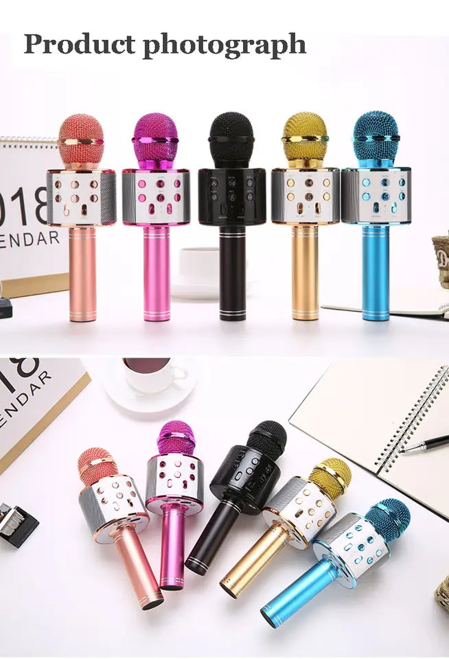 Microfon Karaoke Wireless Portabil cu Bluetooth, Boxă, Reducere Zgomot și Baterie Durabilă