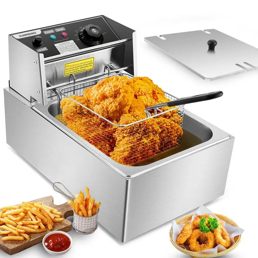 Friteuză Electrică Hoffmans 6 Litri, 2500W, Termostat Reglabil, Coș Detașabil