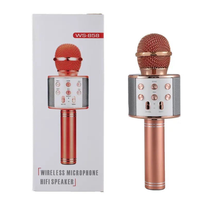 Microfon Karaoke Wireless Portabil cu Bluetooth, Boxă, Reducere Zgomot și Baterie Durabilă