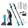 Set Profesional Foarfecă și Mini-Drujbă cu Acumulatori 48V, Braț Telescopic 2.13m, Unghi Reglabil