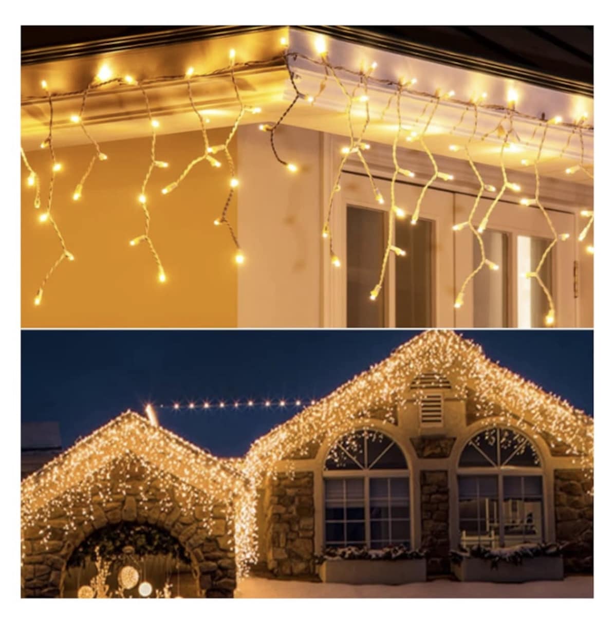 Instalație Lumini LED Turturi Franjuri 13m 300 Alb Cald, Impermeabilă Interior/Exterior