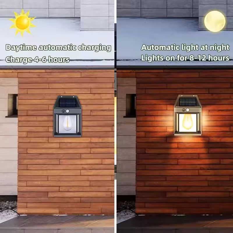 Lampa Solara LED de Perete cu Senzor de Mișcare, Iluminat Exterior Automat, Impermeabilă IP65