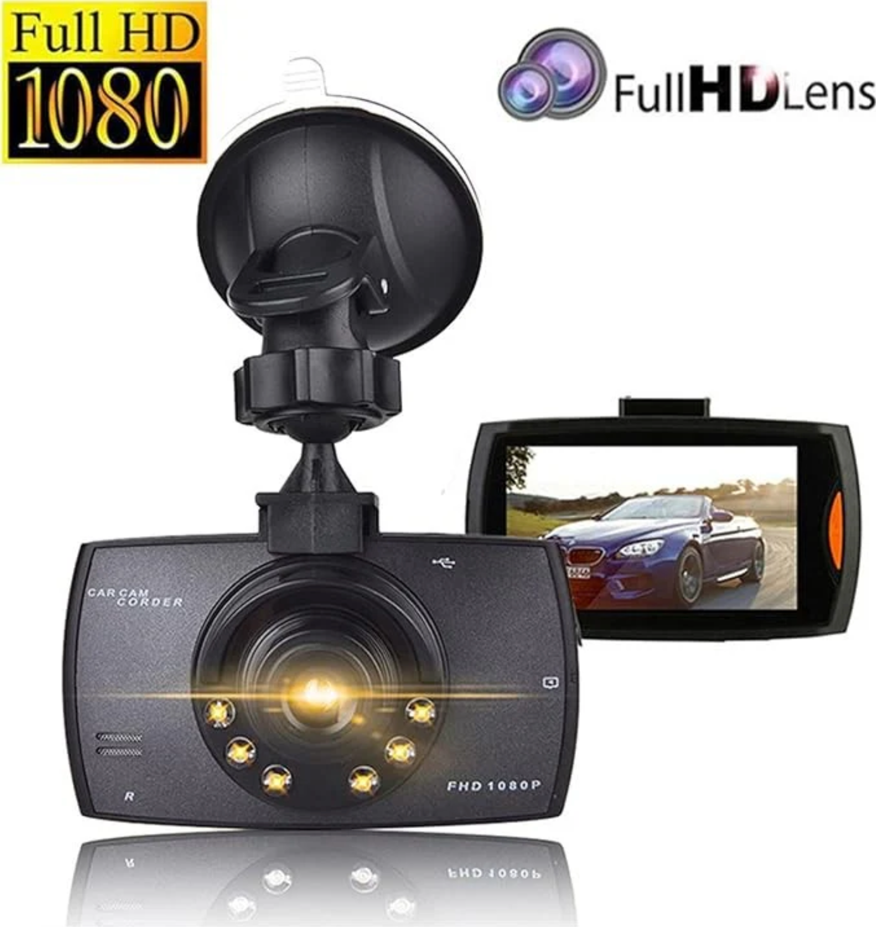 Cameră Auto DVR AT PERFORMANCE® 360° Full HD 1080P, Viziune Nocturnă, G-Sensor, Loop Recording, Mini Dash Cam cu Detecție Mișcare – Fără Card