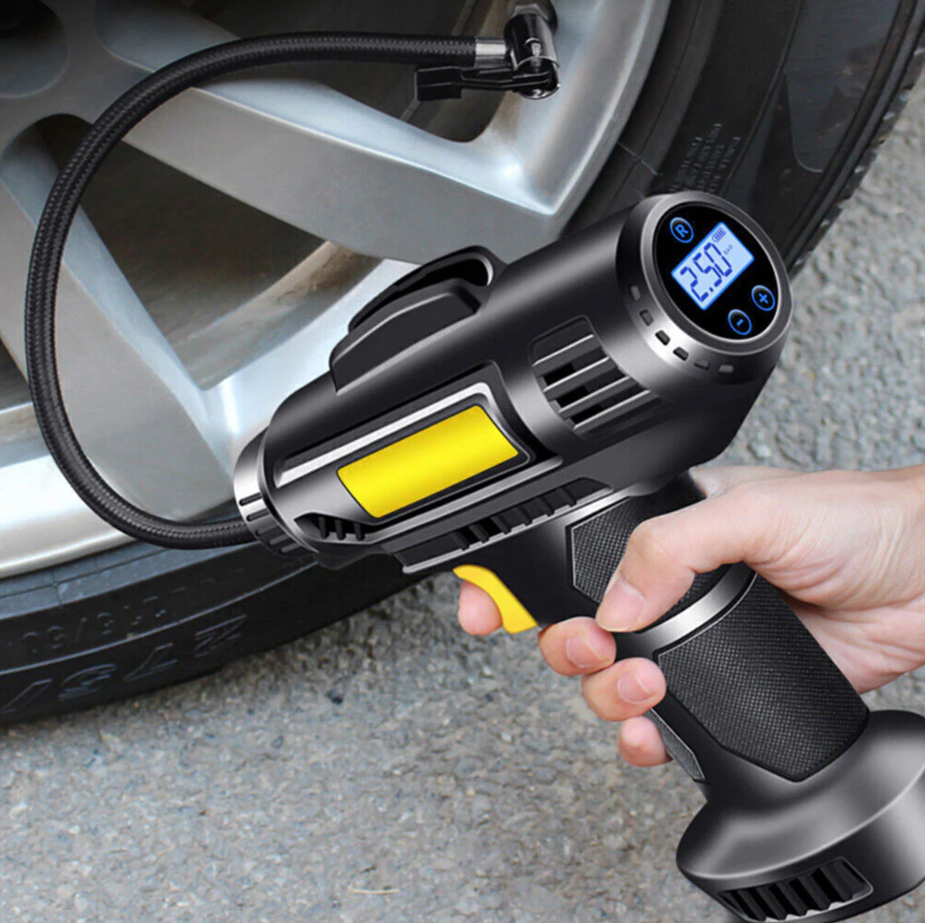 Compresor portabil 7.2V, 10.0 Bar, Debit de aer 18 L/m, putere 72 W, negru
