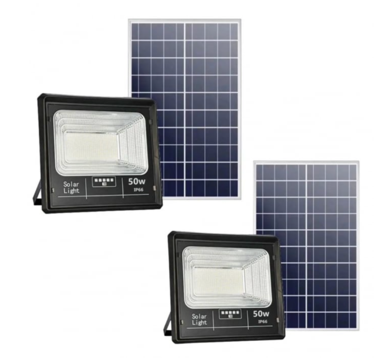 Pachet 2 x Proiector Solar Jortan 50W , IP66 , Indicator Baterie , Telecomanda , 6500k