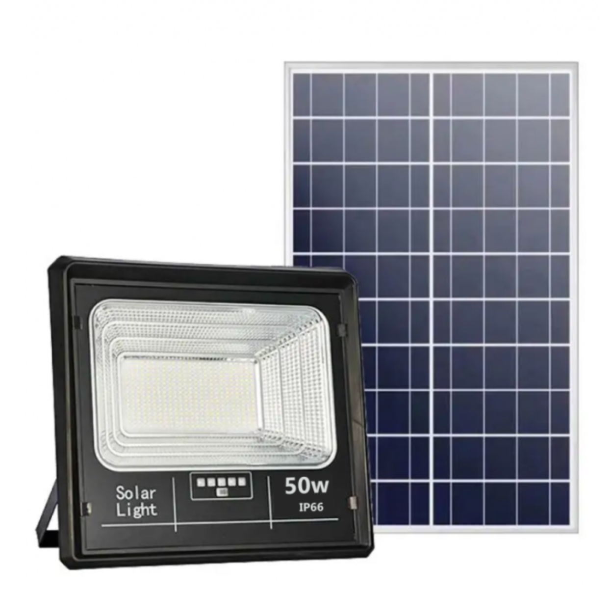 Pachet 2 x Proiector Solar Jortan 50W , IP66 , Indicator Baterie , Telecomanda , 6500k