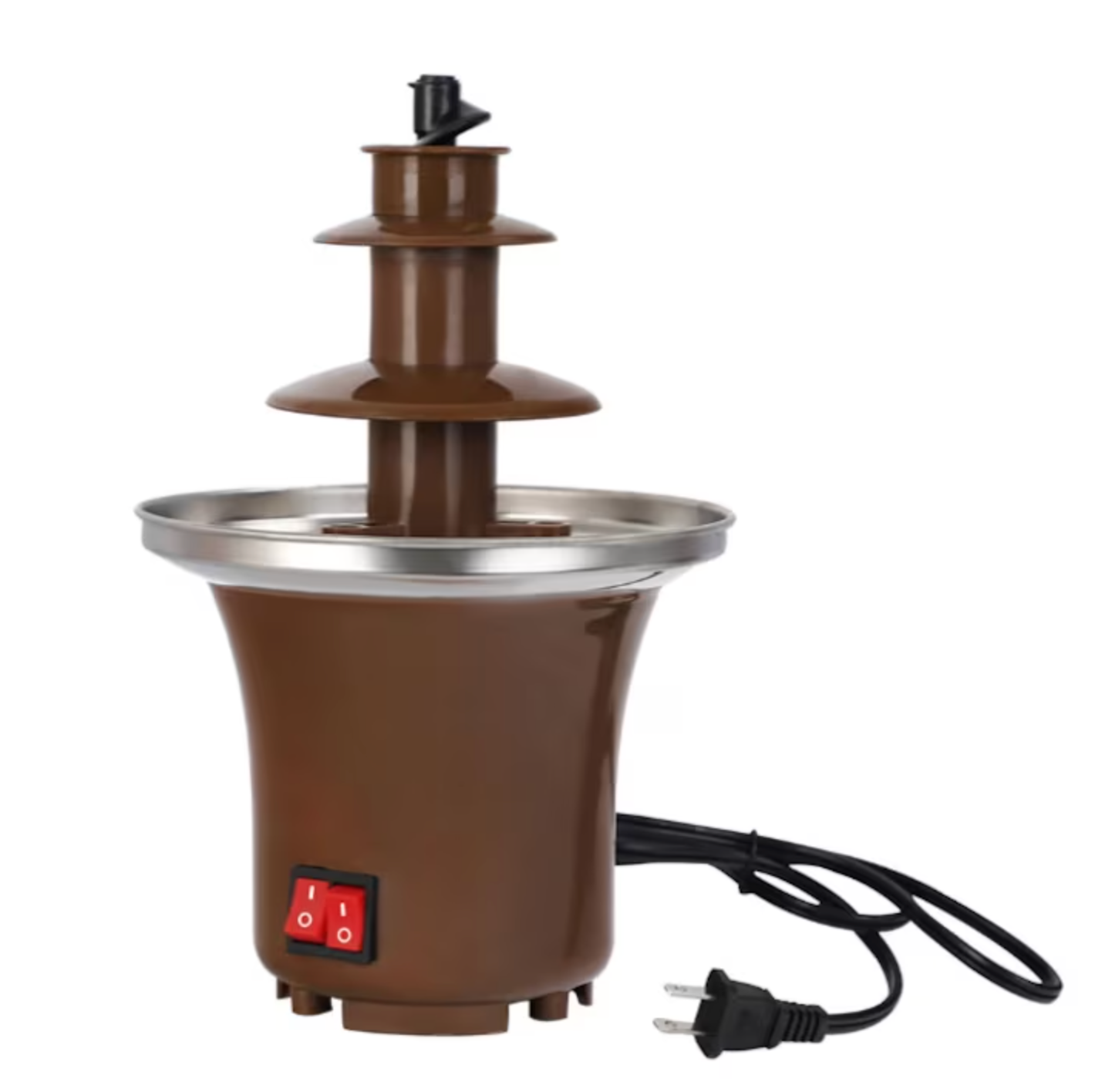 Mini Fantana de Ciocolata, Mentinere la Cald a Ciocolatei, Usor de folosit, Metal Durabil, Plastic Rezistent, Buton ON/OFF, Maro