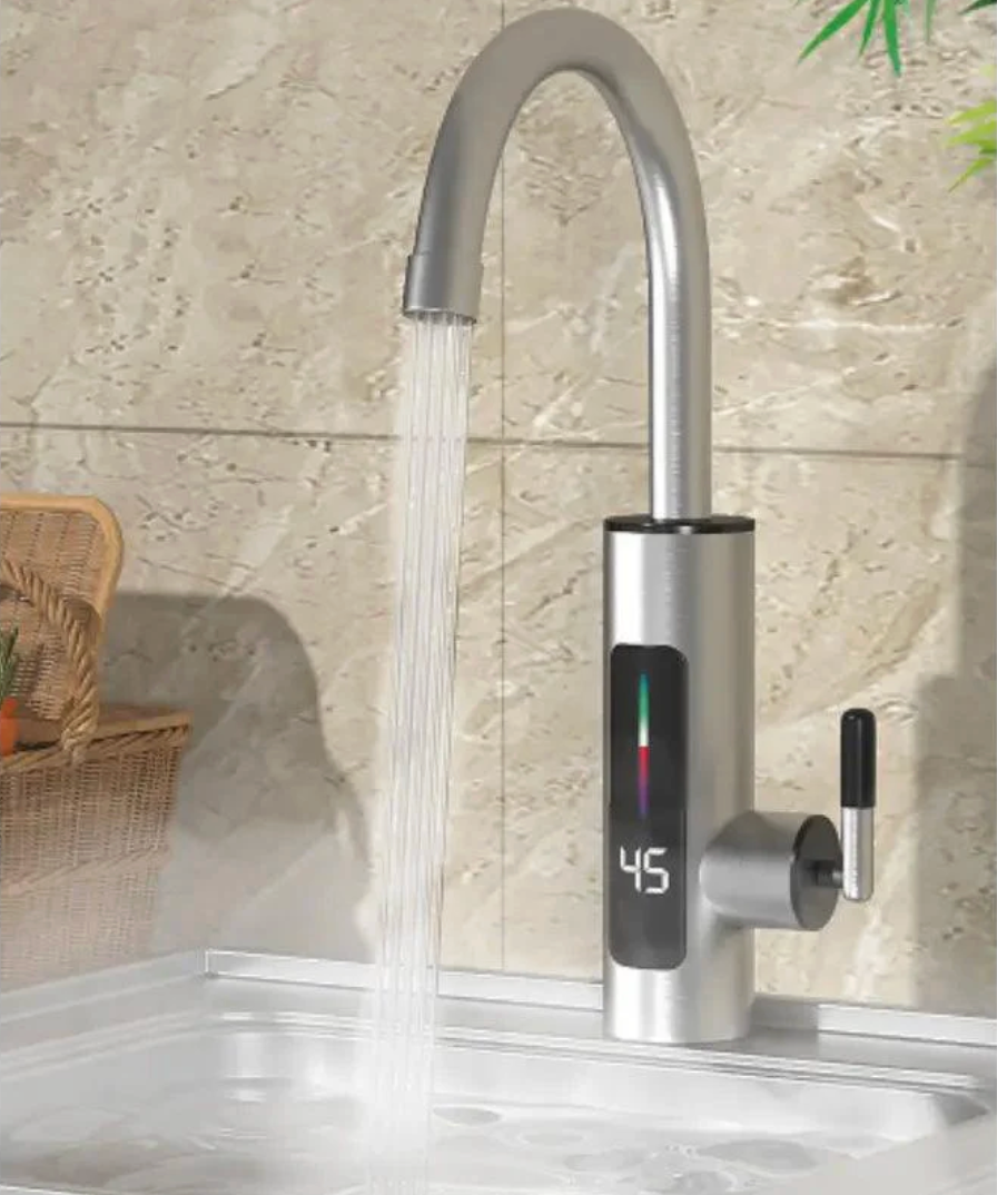 Robinet INOX electric instant din inox, cu display si rotire 360 grade, 3000W