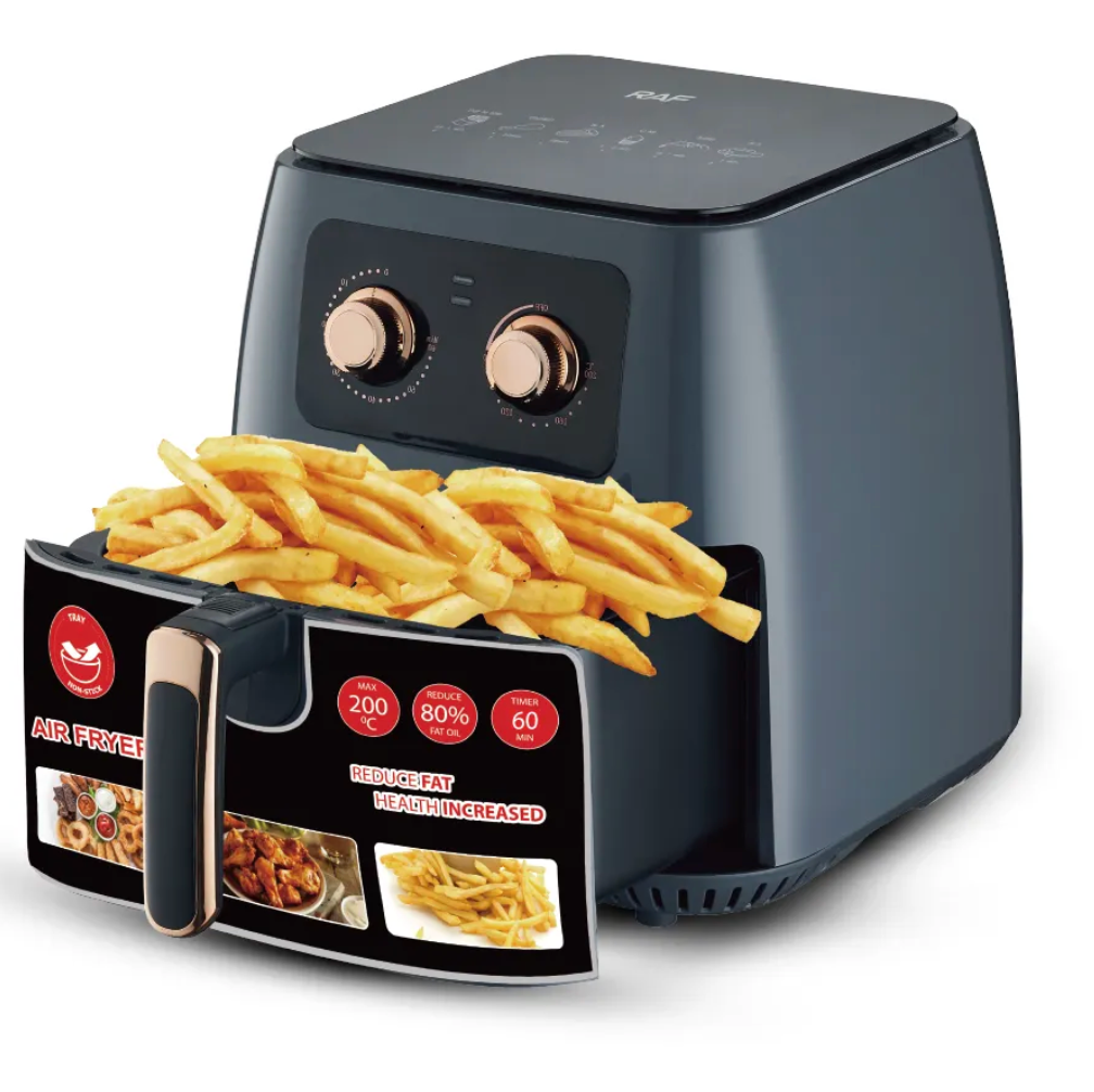 Friteuză Aer Raf-5294 cu Coș Detașabil 8lt Negru 1700w + CADOU CARTE DE RETETE
