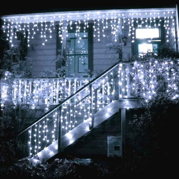 Instalație LED Franjuri 12m, 300 Lumini, 8 Moduri, Alb Rece Exterior/Interior