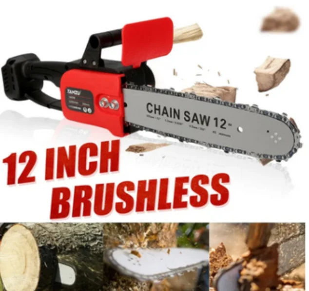 Motofierăstrău fără Fir 12 Inch, 1200W, 48V, 2 Acumulatori Litiu, Tăiere Eficientă