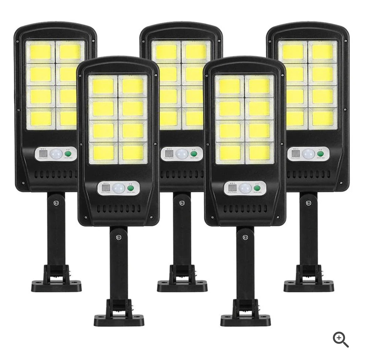 Set 5x Lampi Incarcare Solara,  100W, 160 LED-uri COB, Telecomanda si Senzor de Miscare