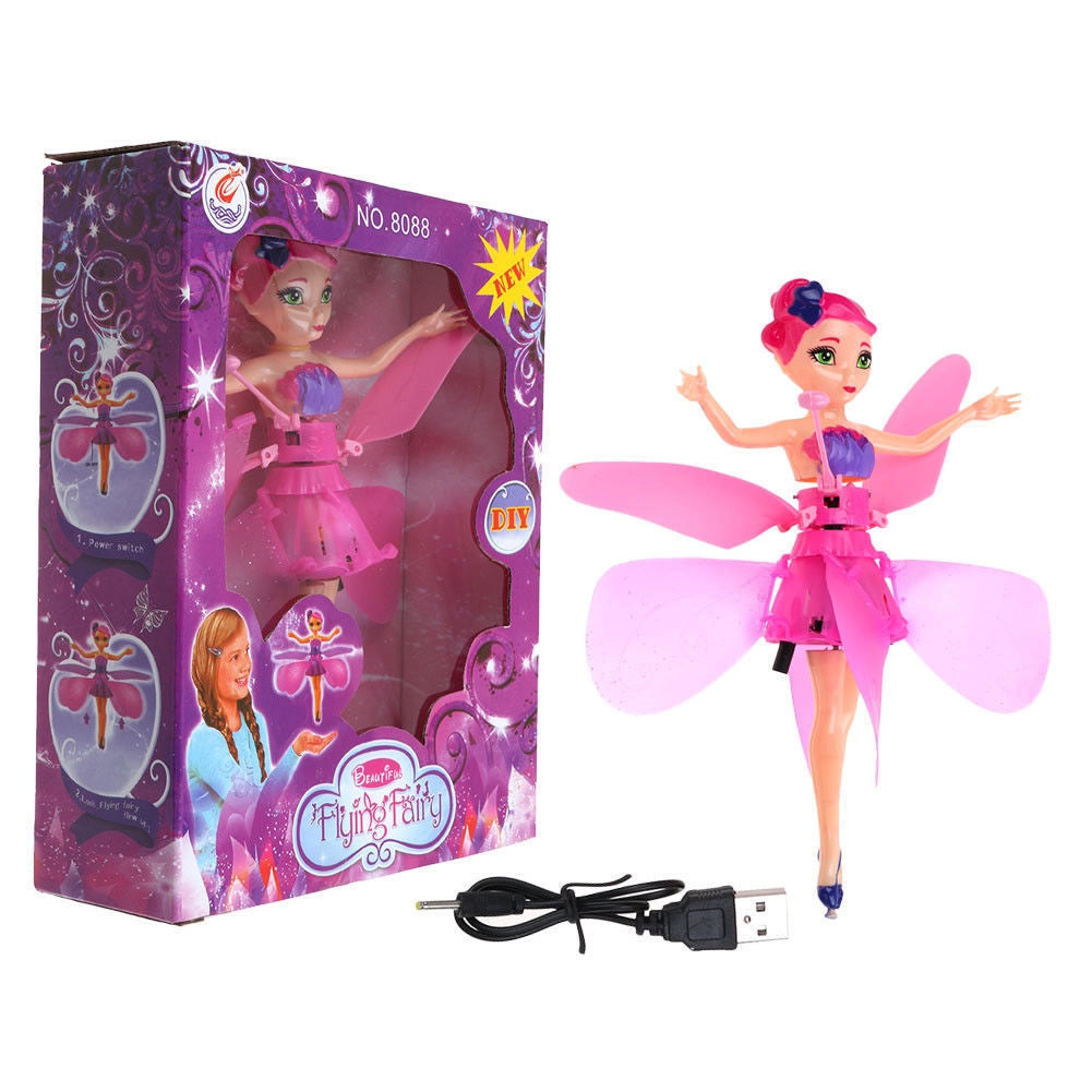 Zână Zburătoare Interactivă Roz cu Senzor de Mână, Reîncărcabilă USB, 18cm, Pentru Copii