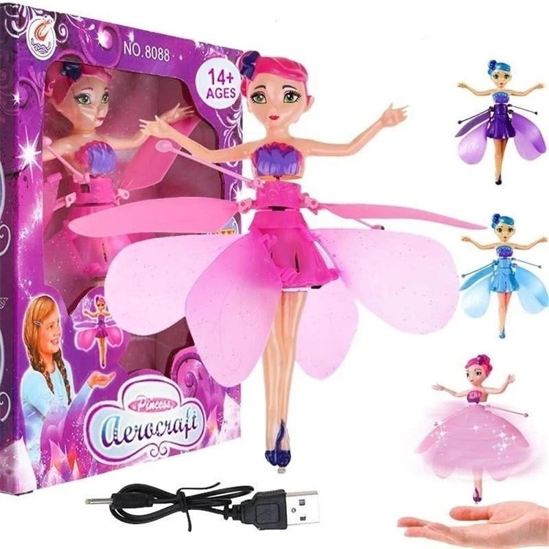 Zână Zburătoare Interactivă Roz cu Senzor de Mână, Reîncărcabilă USB, 18cm, Pentru Copii