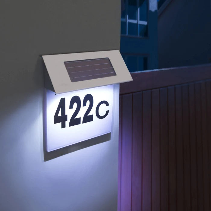 Număr de Casă Modern din Inox cu Iluminare LED Solară, Durabil și Elegant