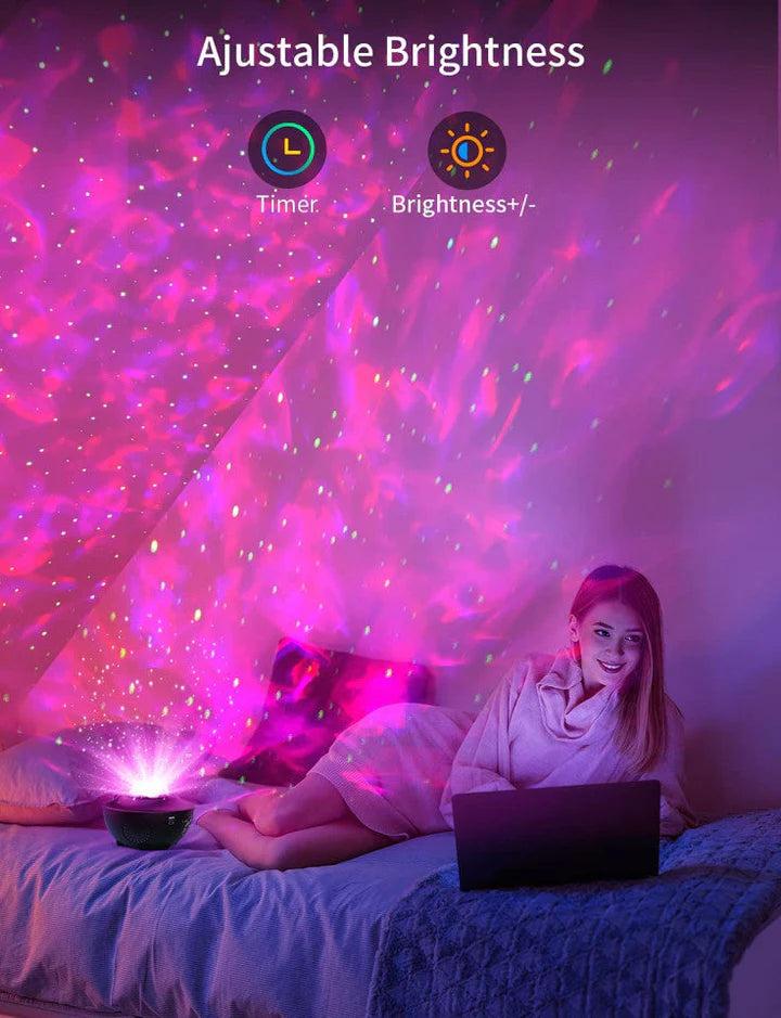 Proiector Lumină Stele Amouhom LED Galaxy, Difuzor Bluetooth, Telecomandă, USB