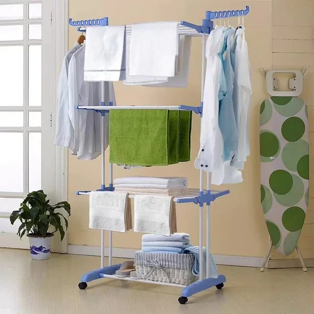 Uscător Vertical Mobil Pliabil Rufe cu Suport Umerașe 3 Nivele 173cm