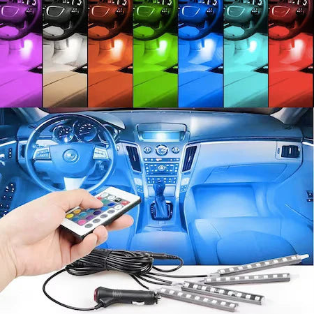 Lumini ambientale auto Kit interior LED RGB cu telecomanda