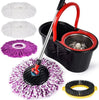 Set Mop Magic Rotativ 360° Profesional, Găleată Inox, 4 Rezerve Microfibră, Perie Inclusă
