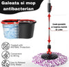 Set Mop Magic Rotativ 360° Profesional, Găleată Inox, 4 Rezerve Microfibră, Perie Inclusă