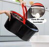 Set Mop Magic Rotativ 360° Profesional, Găleată Inox, 4 Rezerve Microfibră, Perie Inclusă