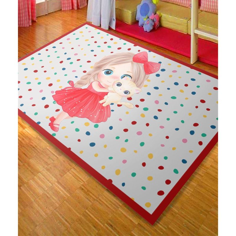 Covor Antiderapant Copii Model Papusa, 80×150 cm