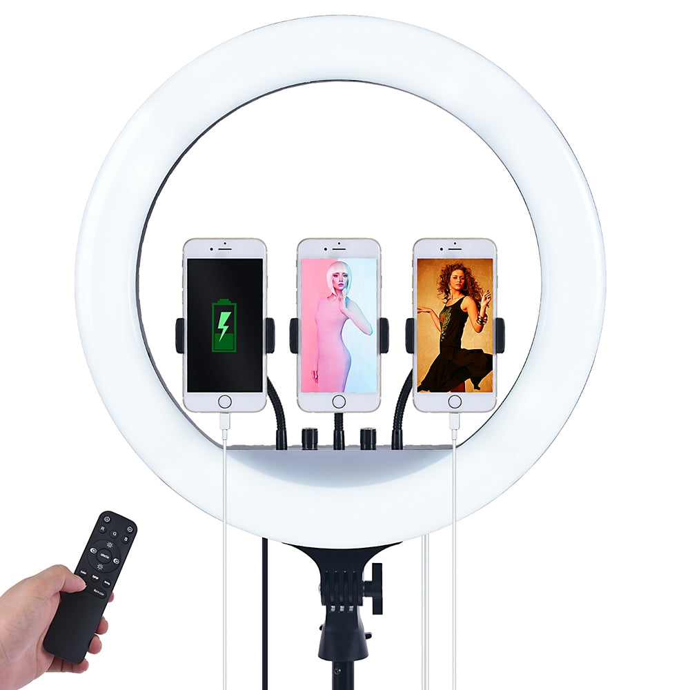 Selfie ring RGB, inaltime 1.80 metri, diametru 45 cm, 18 inch, telecomanda