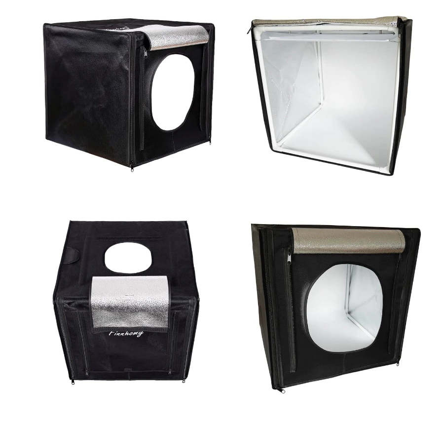 Cub foto portabil iluminat LED, cu accesorii incluse si geanta de transport