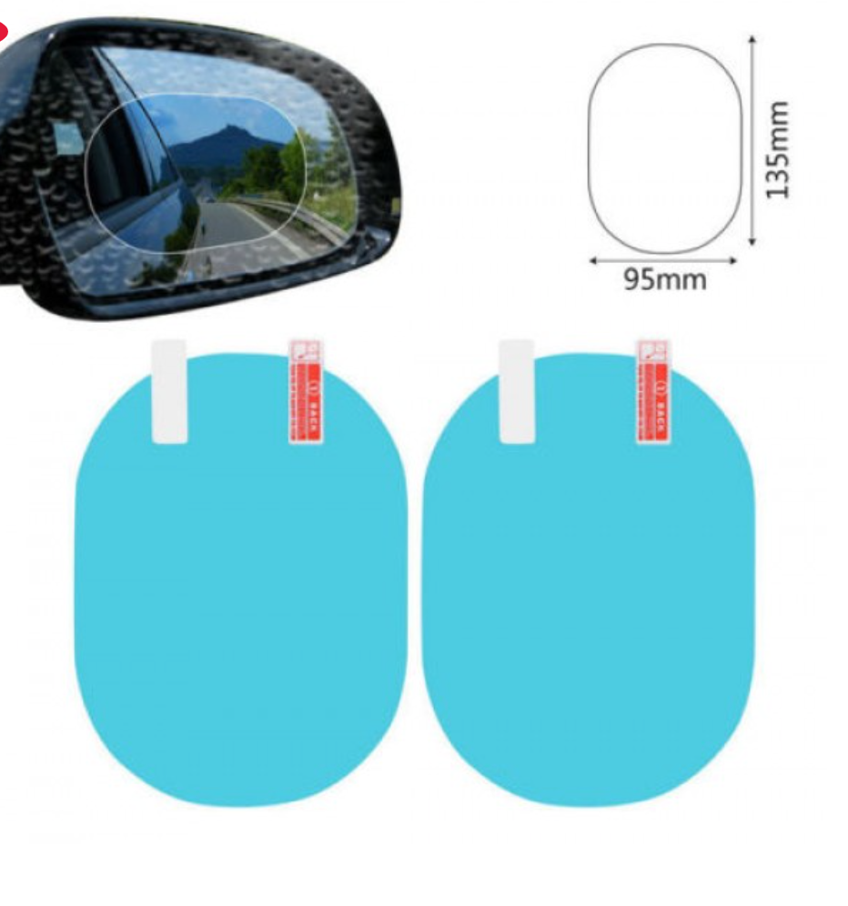 Set 2 x folie universala pentru oglinzi sau geamuri auto antiaburire, anti stropire, model oval