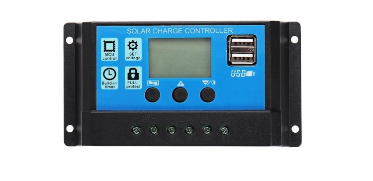 '- Controler pentru panou solar,regulator, 30A, 12V/24V, display LCD si 2 porturi USB