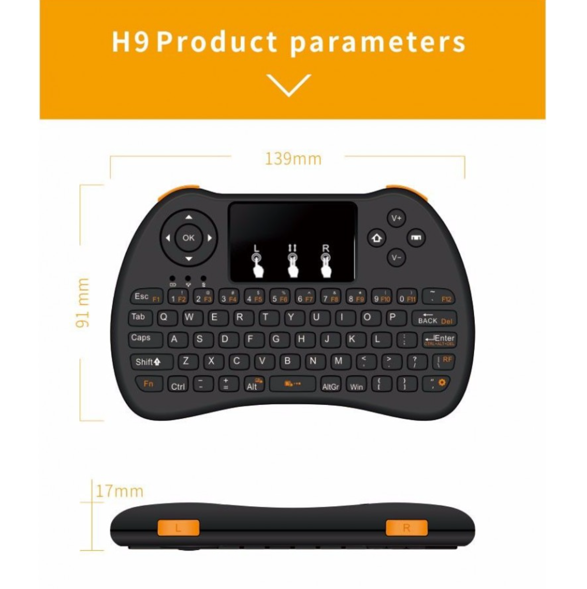 '- Mini tastatura Wireless portabila, mouse integrat si acumulator