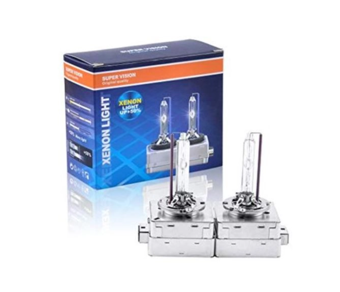 -Set 2 becuri Xenon D1S White auto pentru far, suport metalic, 35W, 6000K