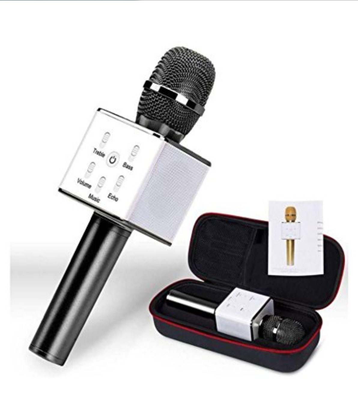 '- Microfon Karaoke fara fir Q7 Bluetooth portabil cu boxa
