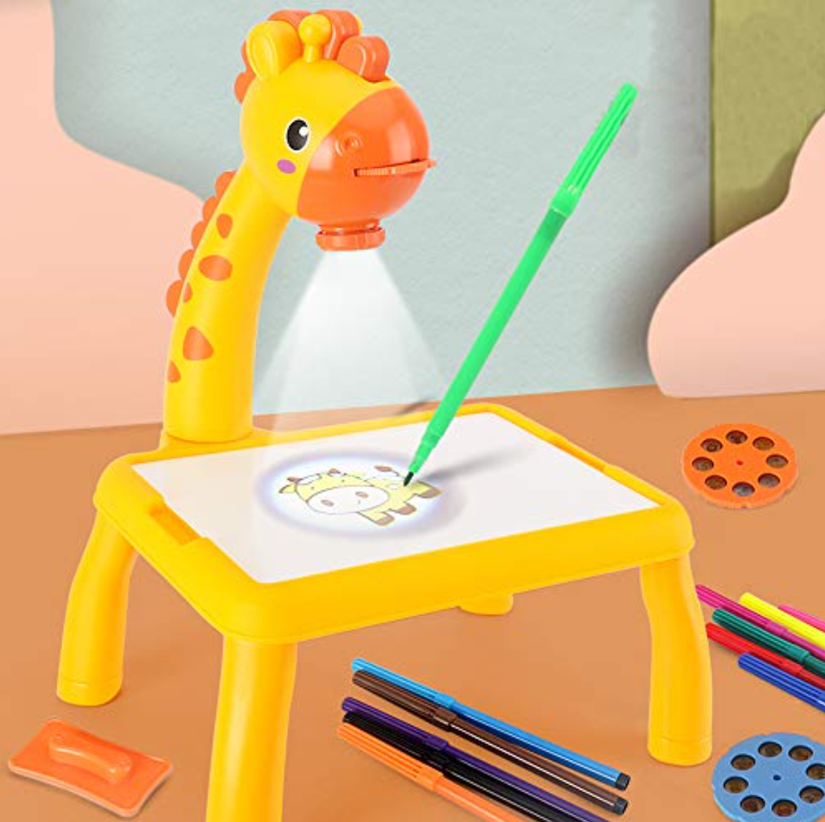 NOU:Tabla de desenat cu proiector holografic 3 diapozitive, Girafa