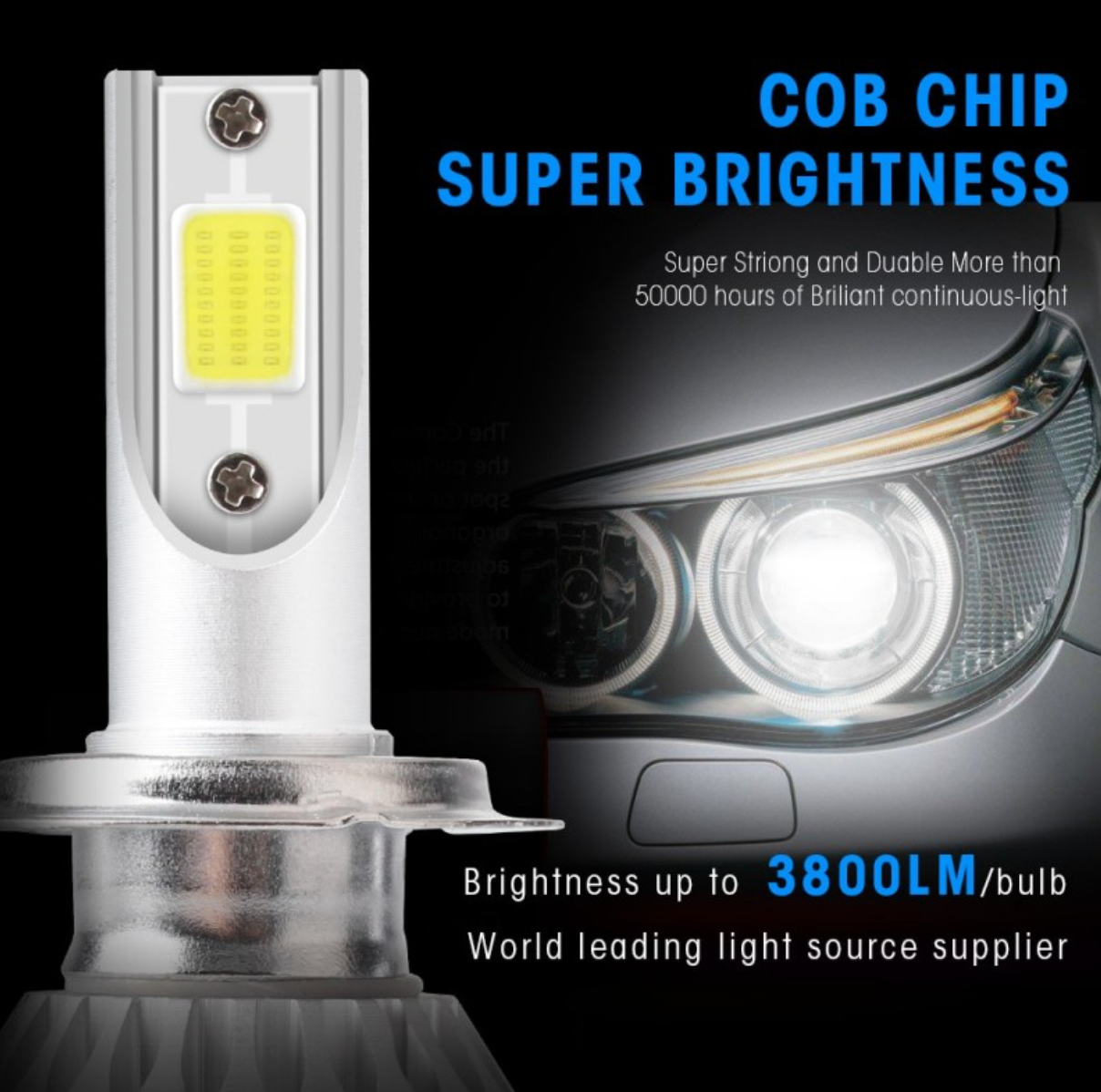 NOU: SET BECURI AUTO LED C6 H7, 7600 LUMENI, 36 W