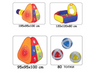 NOU: Set loc de joaca modular Felis, Material textil, Cort cu tunel si tarc cu 83 bile, 300x120x100 cm, Multicolor