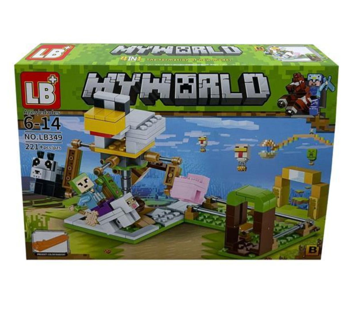 NOU: Set de constructie LB+, My World of Minecraft cu efecte luminoase si parti mobile, 221 piese