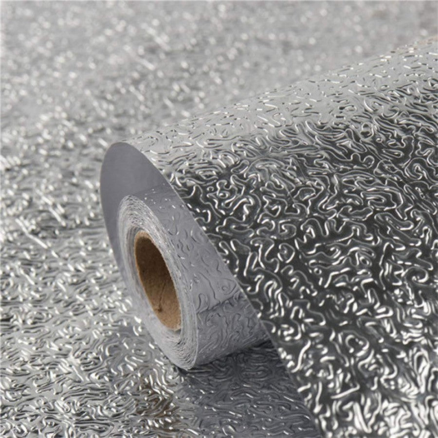 Set 3 x folie de aluminiu argintie autoadeziva bucatarie 60 x 300 cm